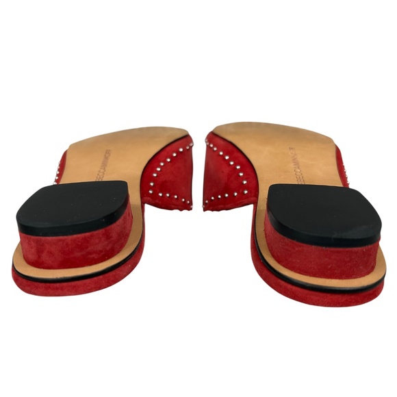 Rebecca Minkoff Chamille Red Suede Studded Leather Pointed Toe Mule Shoes Size 7 - Picture 6 of 10